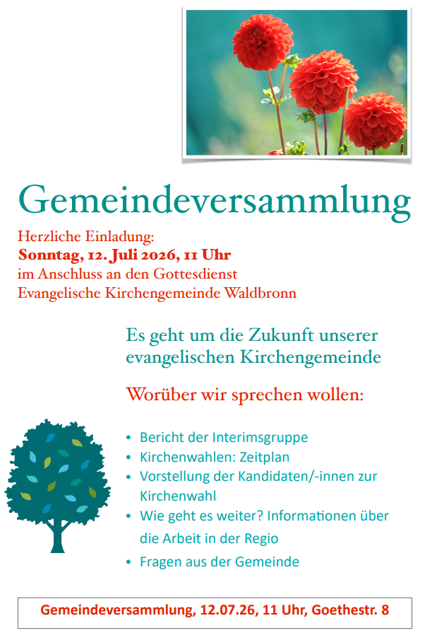 Flyer mit Einladung zur Gemeindeversammlung